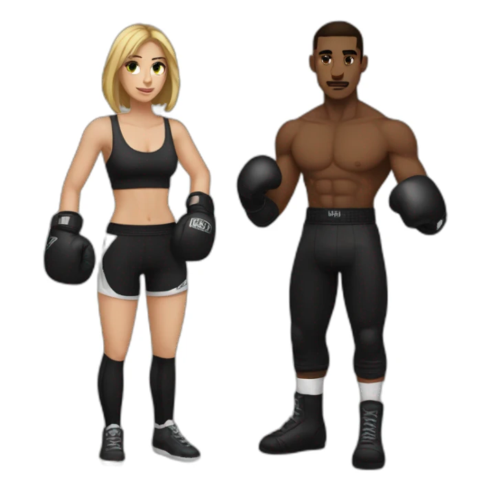 Boxer with his girlfriend but he's skinny and wearing black gloves sticker