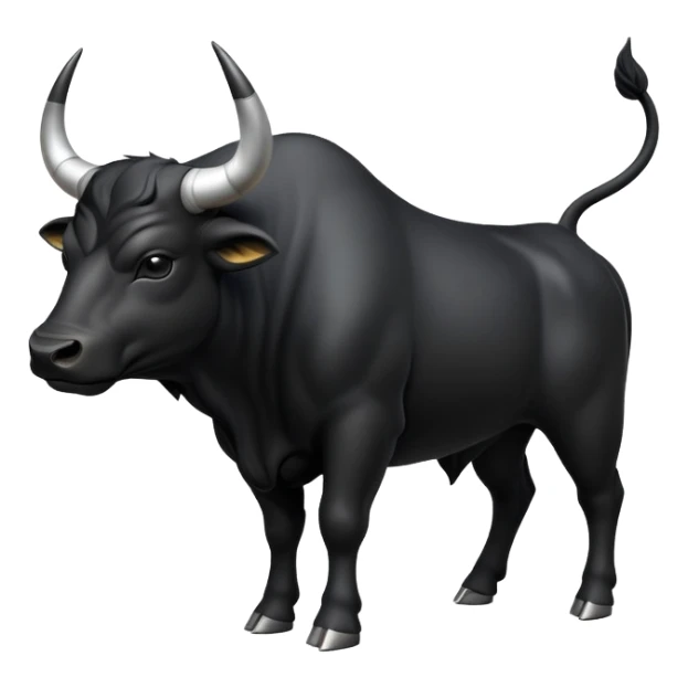 cinematic-[black bull]-realistic-full-body-standing-emoji,-tail-flicking-lazily,-head-tilted-dramatically,-sleek-[black]-fur,-simplified-yet-realistic-focused-features,-highly-detailed,-glowing-with-an-almost-sarcastic-glow sticker