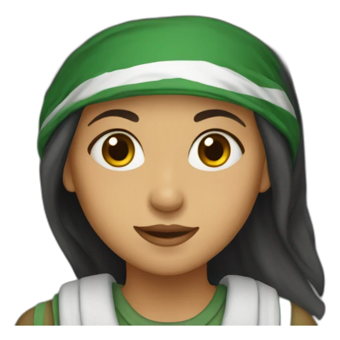 A girl wearin a Palesti sticker