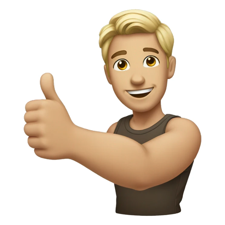 24 year old male showing a thumbs up sticker