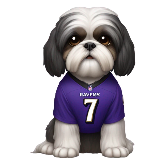 Shih tzu with a ravens jersey on sticker