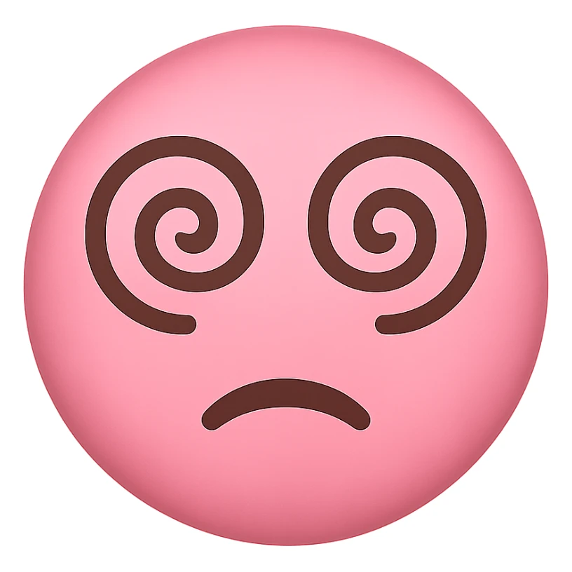 pink face with spiral eyes emoji, digital illustration sticker