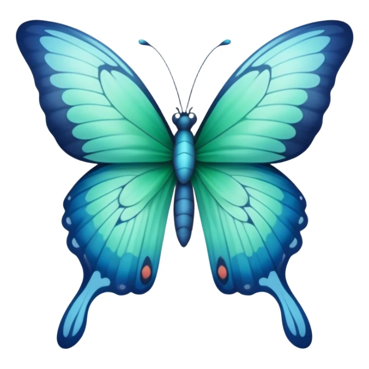 A delicate butterfly with pastel green and blue wings resting on a soft blue satin ribbon. sticker