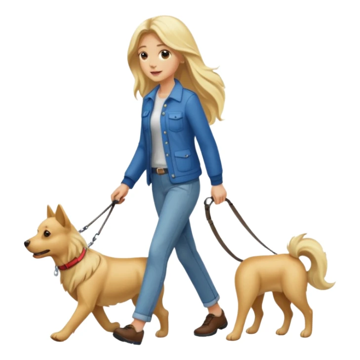 Blonde woman with long hair walking her canine sticker