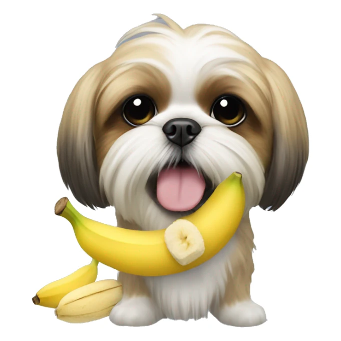 Shih tzu with a stuffed banana in its mouth sticker