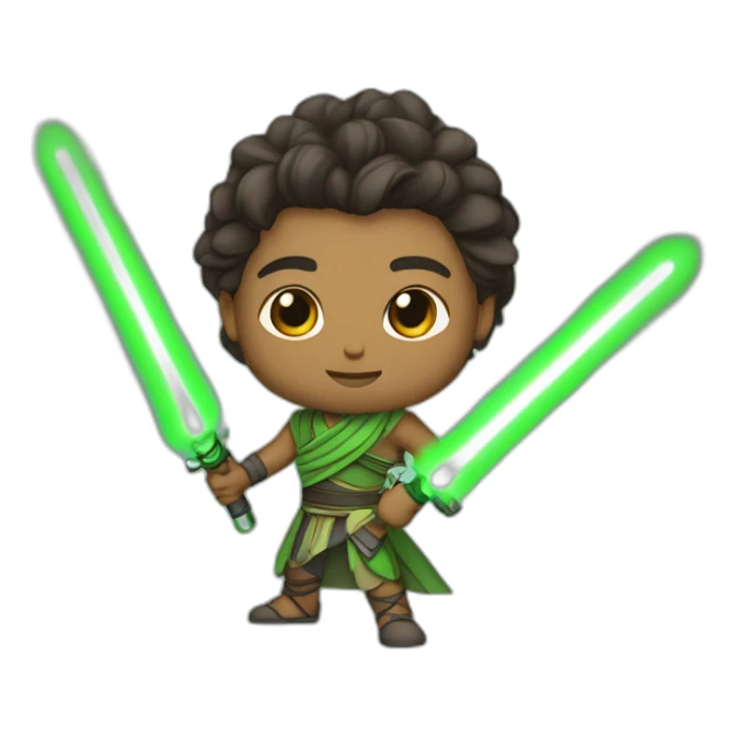 Young Ashoka Tano with green lightsabers sticker