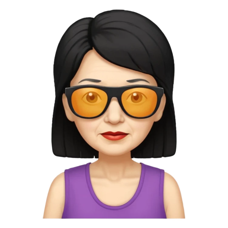 Old Women In Sleeveless, black hair, funky. sticker