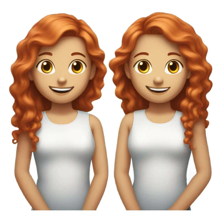 Red hair twins one short hair one long smiling sticker