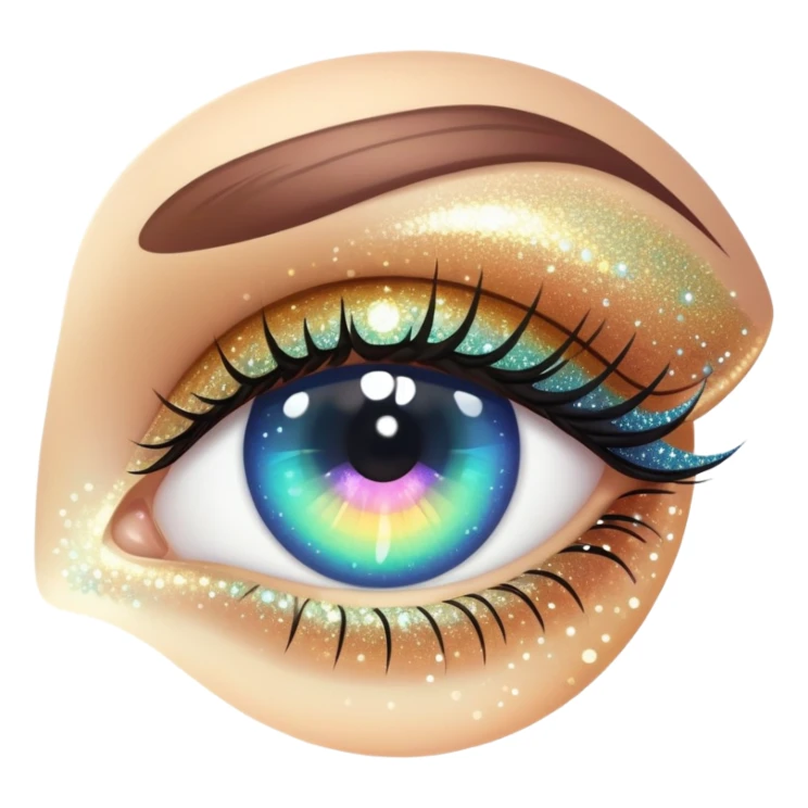 Iridescent big giant glistening glossy sparkly shiny glittery eyes sticker