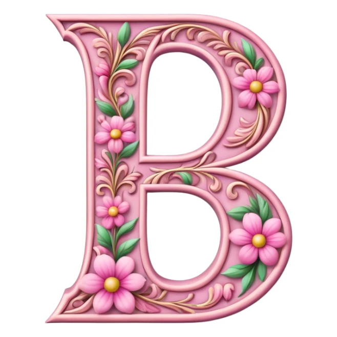 Pink, romantic, flowery, the letter “D” sticker