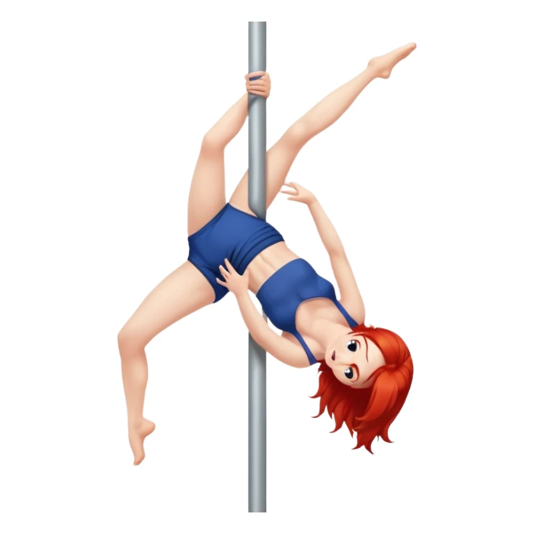 redhead character with red hair performing a jiu jitsu move on a pole dance pole sticker