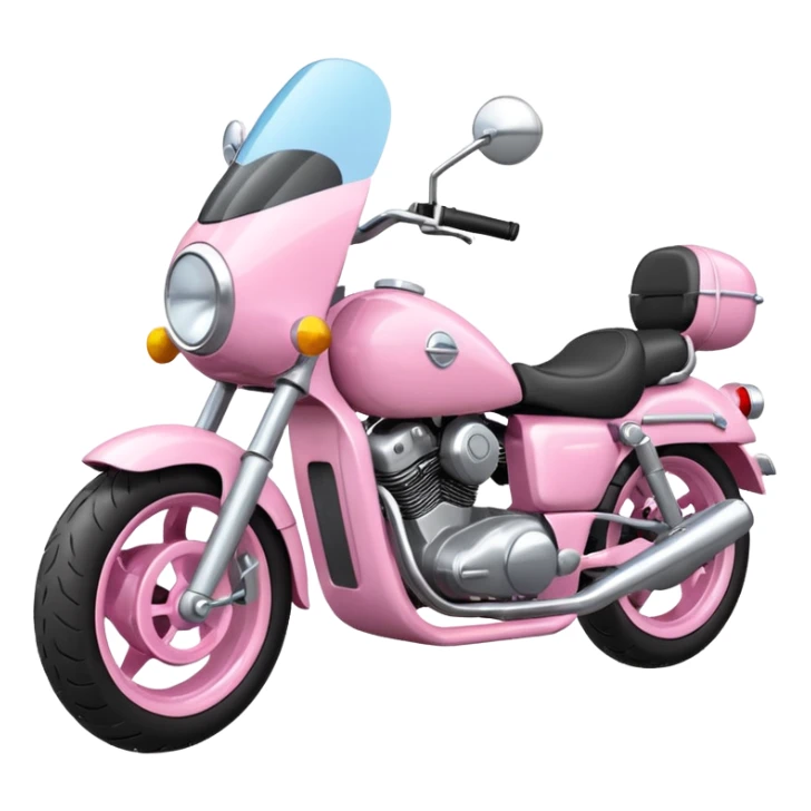 baby pink motorcycle, playful cartoon sticker