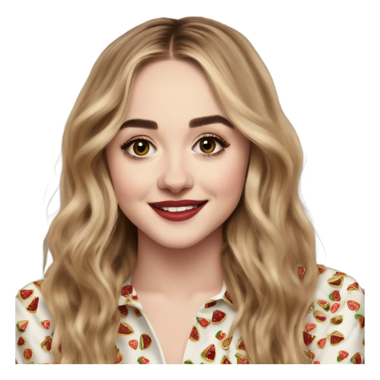 sabrina carpenter with a fruitcake sticker