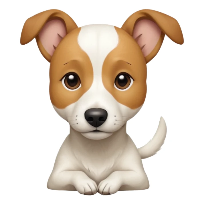 a full body facing front on of a buff white beagle cross jack russell terrier looking dog the size of a kelpie with light brown long ears resting on its face and a light brown patch above one eye and a large snout. the rest of the dog is completely white.  sticker