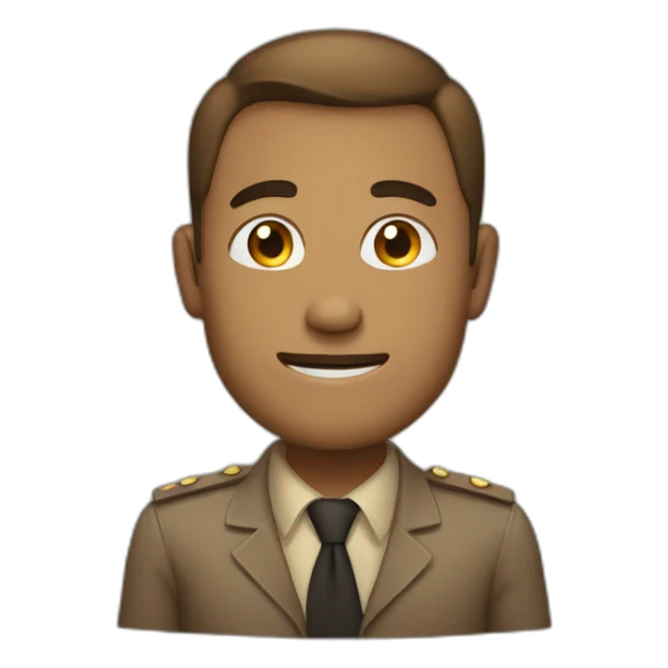 man with small eyes and light brown doing llp salution sticker