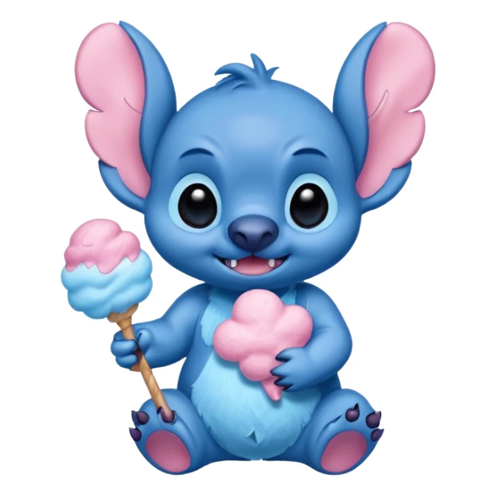 Cute Disney stitch holding pink cotton candy   sticker