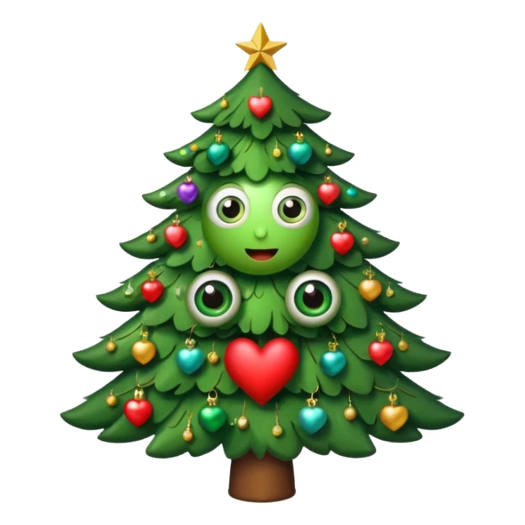 Christmas tree with eyes in shape of heart sticker