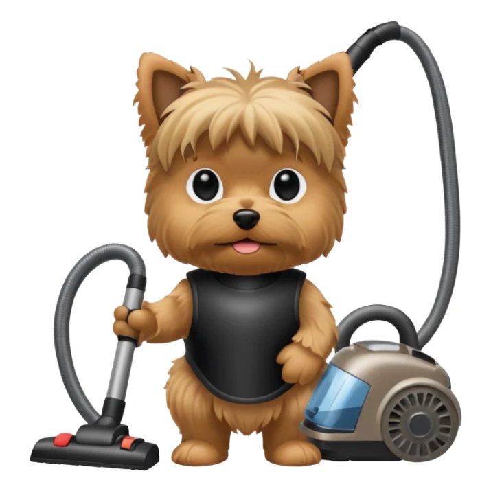Yorkie dog with a vaccum sticker