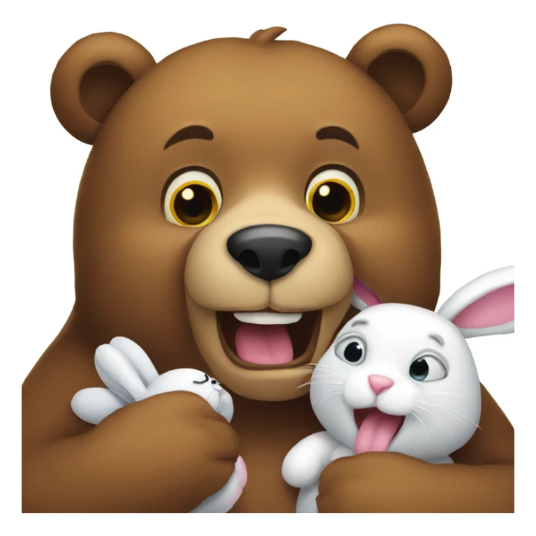 Bear holding a bunny close to mouth sticker