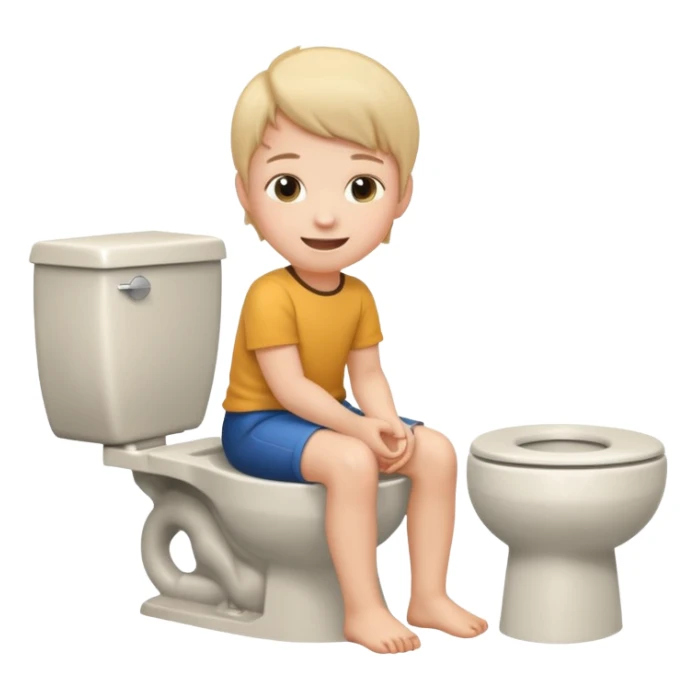 KID SITTING ON TOILET POOPING sticker