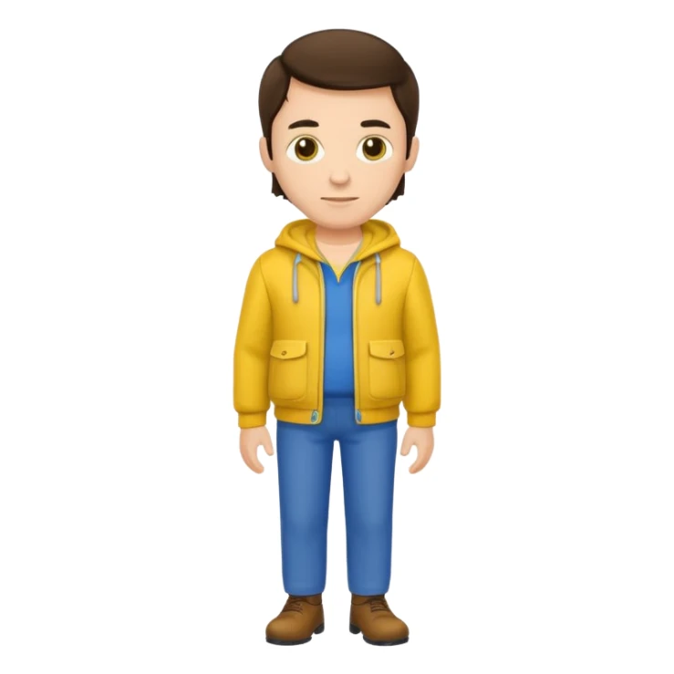 brunette man with yellow dutch clothing sticker