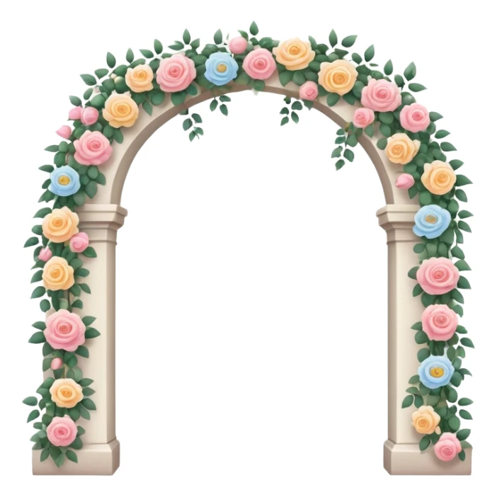 White tall archway with romantic flowers  sticker