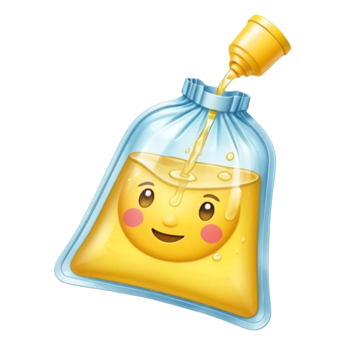 drainage bag with very light yellow luquid sticker