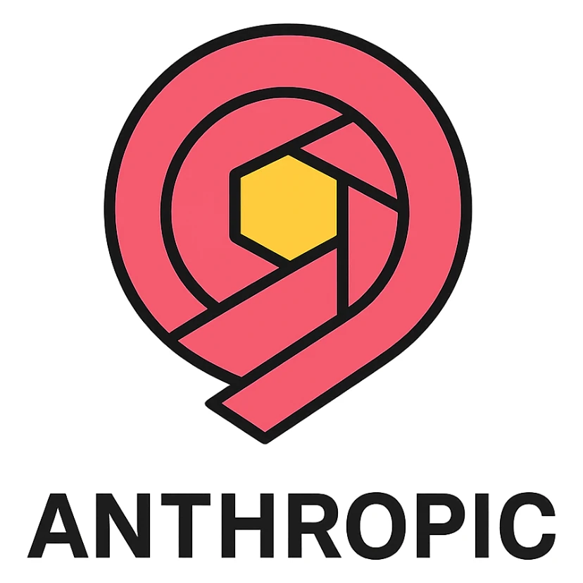 Anthropic logo, geometric, abstract, futuristic, tech company style sticker