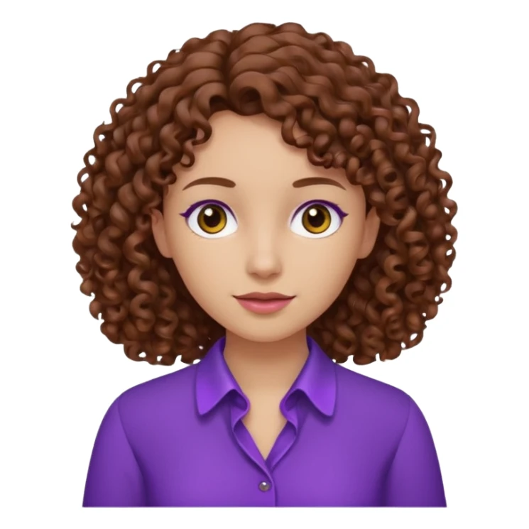 brown curly hair purple blouse sticker
