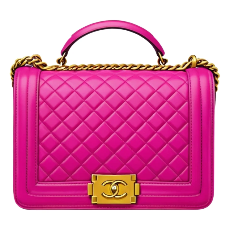 chanel le boy bright pink bag with gold hardware sticker
