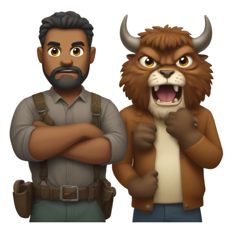 Angry bison wine in one hand cat in the other hand sticker