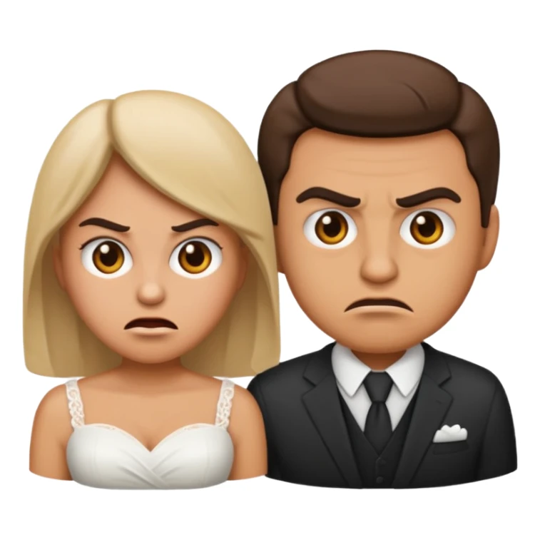 married couple arguing, emoji style, both with angry faces sticker