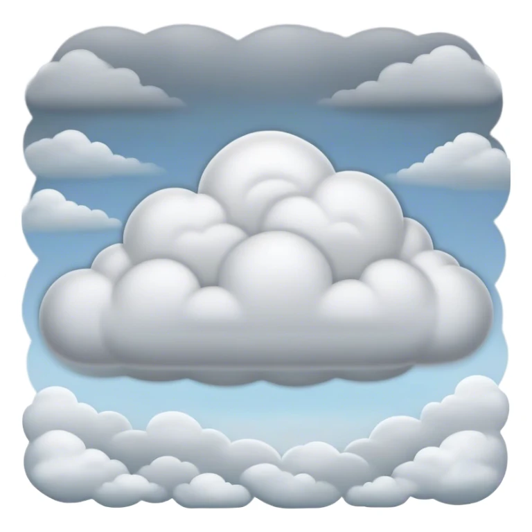 Cinematic Realistic Stratus Emoji, Low and layered, with uniform, gray clouds covering the sky in a smooth, even blanket. The clouds seem to hang gently in the atmosphere, creating a soft, diffused light below. Soft glowing outline, capturing the essence of calm, peaceful overcast skies in a serene stratus cloud! sticker