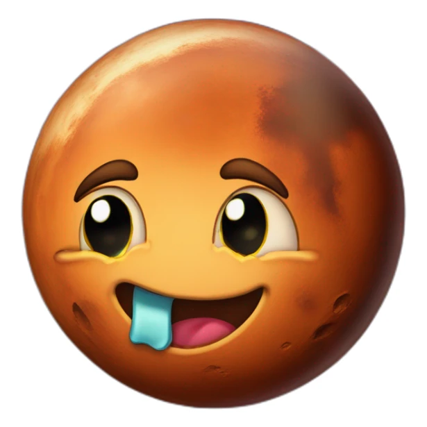 planet mars with a cartoon face with tears of joy sticker