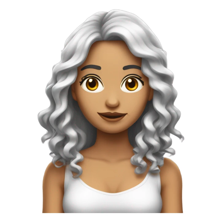 chica blanca con rubor,cabello largo ondulado negro sticker