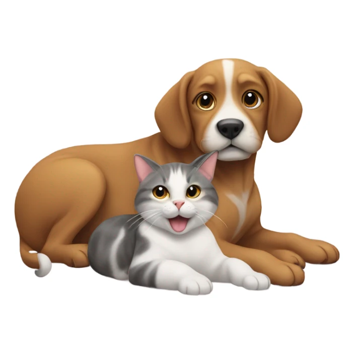 a dog hugs the cat sticker
