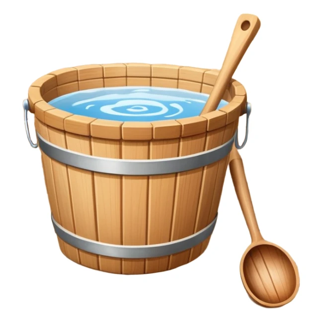 Sauna wooden bucket and ladle sticker