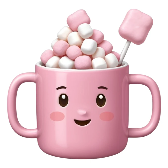 Kakao in pinker Tasse mit pink weißen mini marshmallow sticker