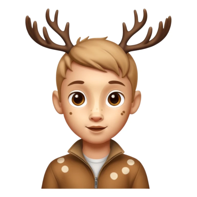 playful pose, deer spots, bambi boy hybrid, ios emoji style sticker