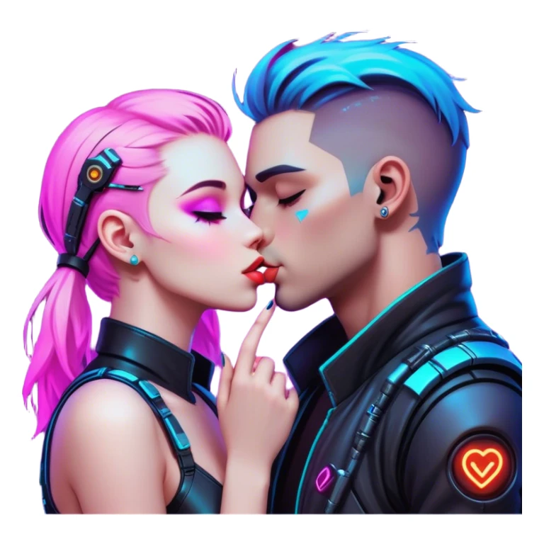 cyberpunk neon kiss sticker