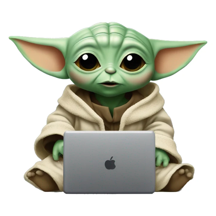 A cute Baby Yoda from Star Wars with a laptop sticker