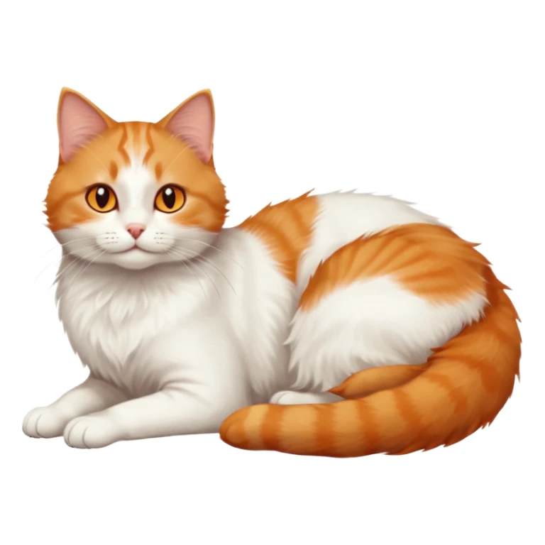 ginger and white cat with orange eyes doing a big extremely long stretch reaching up into the air with arms and legs side by side together straight and overextended whilst lying on its side sticker