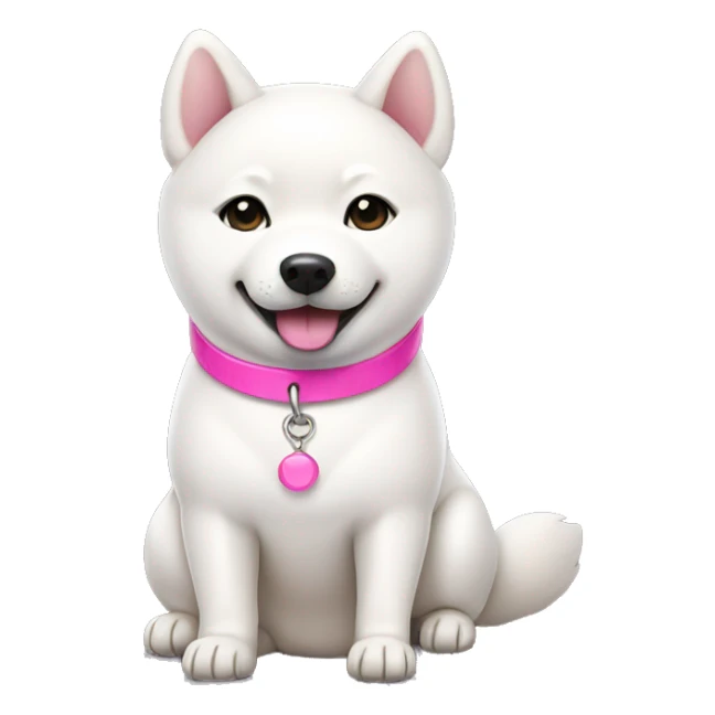 White Shiba Inu with pink collar sticker
