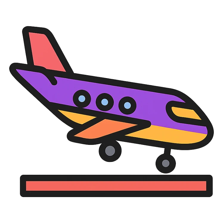 airplane landing icon, clean modern style, representing arrival in Kathmandu sticker