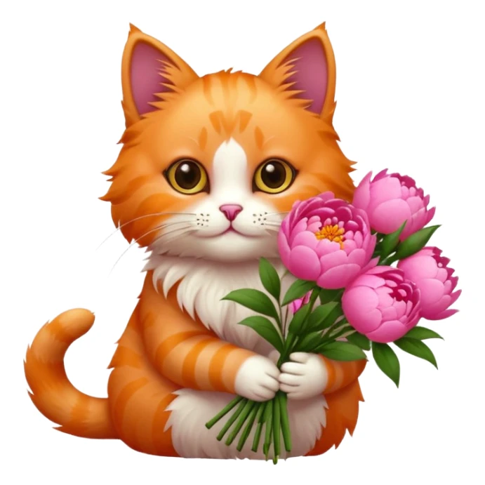 Cute cat Handing pink peonies like reaching a hand and handing them out a bouquet of them not a physical hand the cats hand  sticker