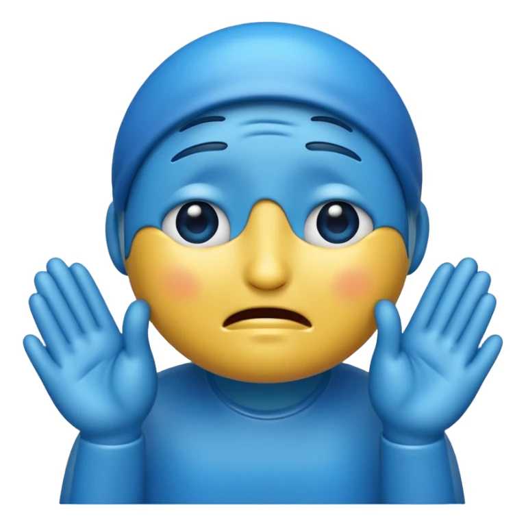 Big blue emoji crying with hands to the side  sticker