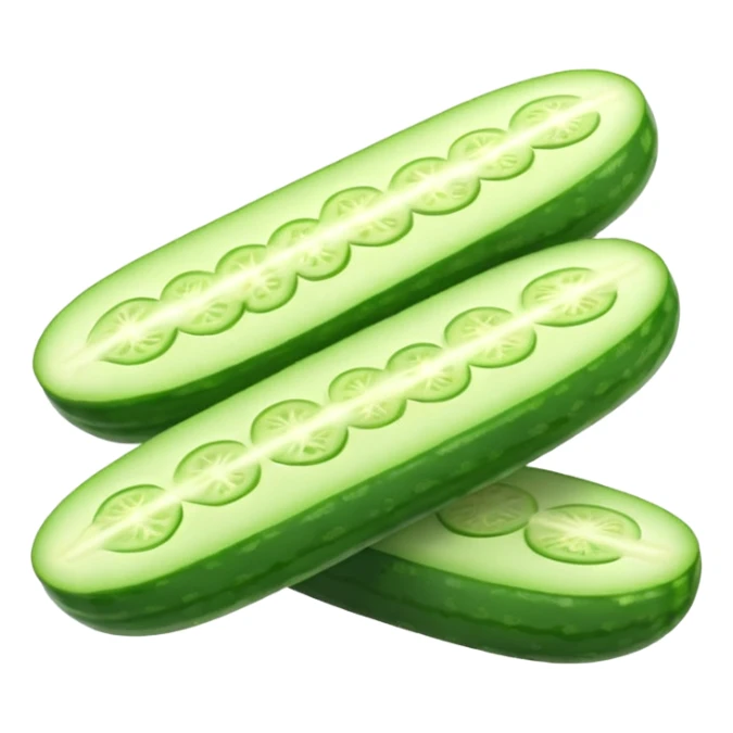 cucumber object icon, fresh cucumber slices, glossy texture, 3D cartoon, mobile game icon style, clean background, no text, no watermark
 sticker