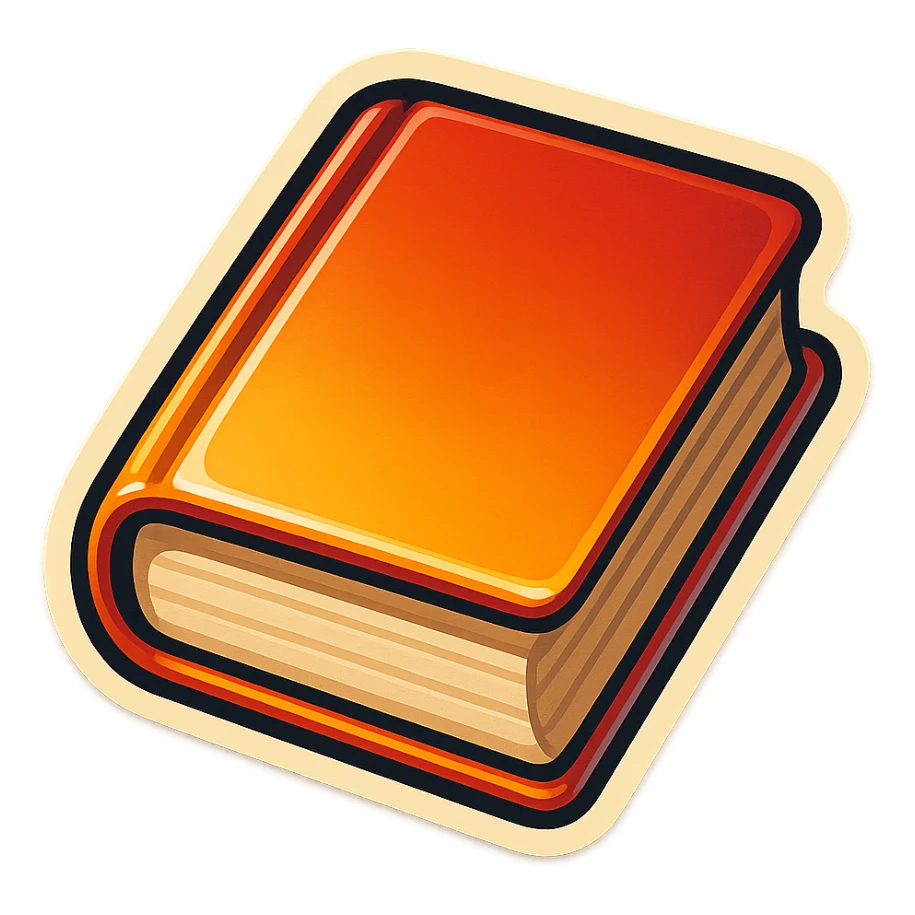 book emoji, retro sticker style, vintage feel sticker
