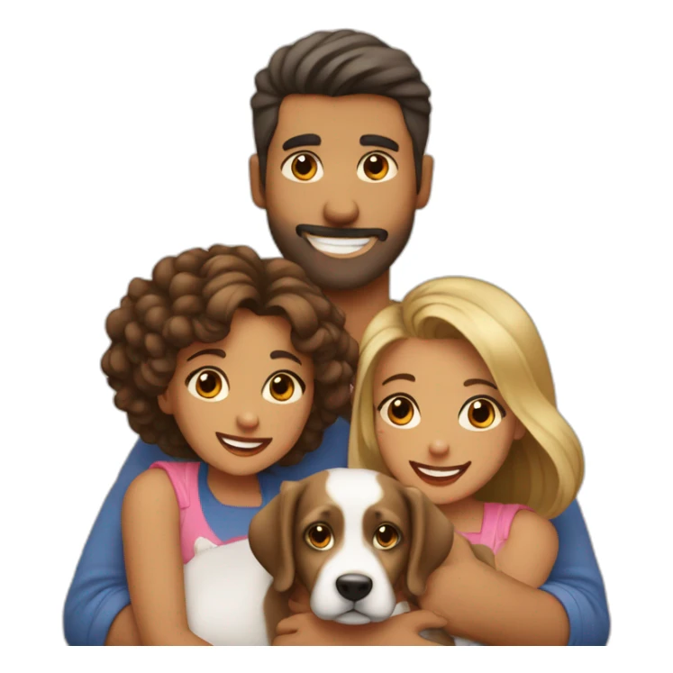 familia, casal e 2 cachorros sticker