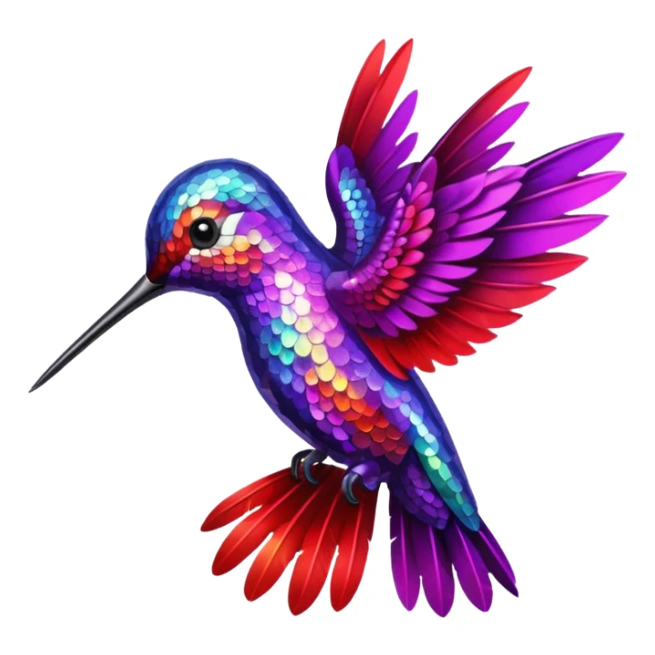 hummingbird with red and purple with glitter sticker